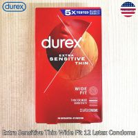 Durex® Extra Sensitive Thin Wide Fit 12 Latex Condoms ดูเร็กซ์ ถุงยางอนามัย รุ่นบางเฉียบ 60 mm