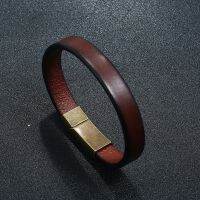 【When the flowers bloom】 New Men Jewelry Punk Brown BraidedBracelet For MenMagnetic Clasp Fashion 20.5Cm Bangles Gifts