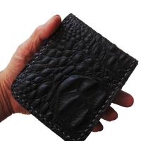 asian กระเป๋าซองผับGenuine Cowhide Leather In The Pattern Crocodile Wallet For Unisex กระเป๋าสตางค์แบบหนังวัวแท้ๆ   สีดำ