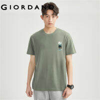 GIORDANO Men Chinese Style Series T-Shirts Lotus Leaf Print Cotton Tee Crewneck Short Sleeve Fashion Casual Tshirts 91093197