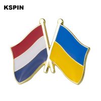 Netherland and Ukraine Flag Lapel Pin Flag badge Brooch Pins Badges Fashion Brooches Pins