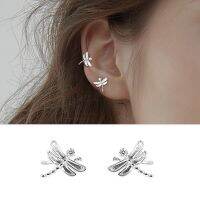 Dragonfly Ear Clip Without Hole Earrings for Female Ancient Silver Color 1PC Ear Cuff No Piercing Orbital Earing Jewelry EF057