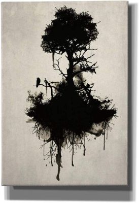 ต้นไม้สุดท้ายยืนผ้าใบ Giclee ศิลปะบนผนังใน X ในสีดำ