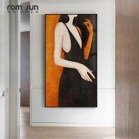 Charming Girl With Dress Wall Art ภาพวาดผ้าใบ-ภาพผนังสไตล์วินเทจสำหรับห้องนั่งเล่นห้องนอนและทางเดิน