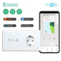 Bseed Touch Wifi Shutter Switch EU Standard USB Charge Socket Without Wifi Smart Blind Glass Roller Wall Switch Smart Life TUYA