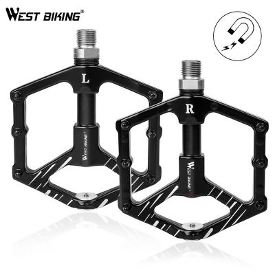 WEST BIKING 916" Bike Pedals 3 Sealed Bearings Aluminium Alloy Flat Bicycle Pedals Ultralight Magnet Design MTB Cycling Pedals