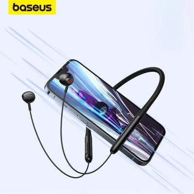 Baseus Neckband Earphone Bluetooth 5.2 Magnetic Adsorption Wireless Headphone Hanging Neck Hifi Music Sports Waterproof Headsets Power Points  Switche