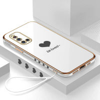 [ฟรีสายคล้อง] สำหรับ VIVO เซลล์ V19เซลล์เคสโทรศัพท์หัวใจคนรักขอบสี่เหลี่ยมกรอบลวดลายเคสโทรศัพท์ชุบหรูหราเคสโทรศัพท์นิ่ม