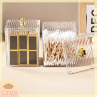 ? LECHU? Makeup Storage Organizer ห้องน้ำ Jar ผ้าฝ้าย Swab กล่องเก็บของภาชนะสี่เหลี่ยม