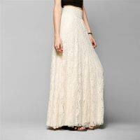 【CC】 white long lace Beach Wedding Skirt Pleated Tulle Skirts Female School