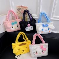 Sanrio Plush Cinnamoroll Hello Kitty Melody Kuromi Plushie Bag Pom Purin Cartoon Handbag Stuffed Kawaii Girls Birthday Gifts Toy