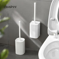 White Long Handle Toilet Brush Set Plastic Toilet Cleaning Brush Wall-Mounted Cleaning Tools Home No Dead Ends Cleaning Brush