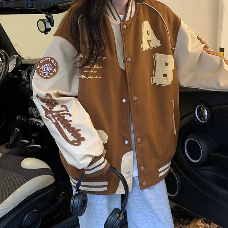 Winter Fashion Bomber Jackets for Women Streetwear Baseball Uniform  Oversized