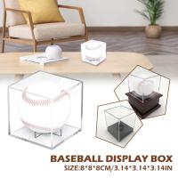 2 Pcs Baseball Display Box Transparent Acrylic Cube Base Case Souvenir Square Storage With Showcase R5Q3