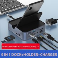 Type C Docking Station Smartphone Laptop HUB to HDTV 4K VGA RJ45 TF SD USB3.0 Reader 3.5mm PD Charging Adapter for Macbook Air