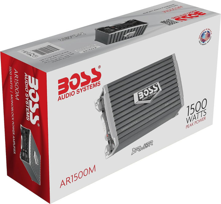 boss-audio-systems-ar1500mk-car-amplifier-and-8-gauge-wiring-kit-1500-watts-max-power-2-4-ohm-stable-class-ab-monoblock-mosfet-power-supply-remote-subwoofer-control-1500-watt-monoblock-with-install-ki