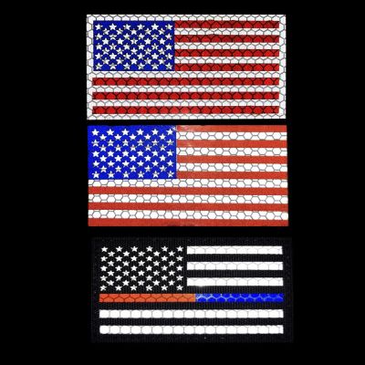 ตัวรีดติดเสื้อ แบบสะท้อนแสง รูปธงอเมริกา สไตล์ทหาร สำหรับนักแข่งรถ