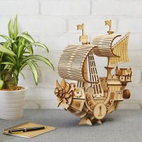 Thousand Sunny (แบบประกอบ) ของแท้ JP แมวทอง - Wooden Art ki-gu-mi [โมเดลเรือวันพีช]