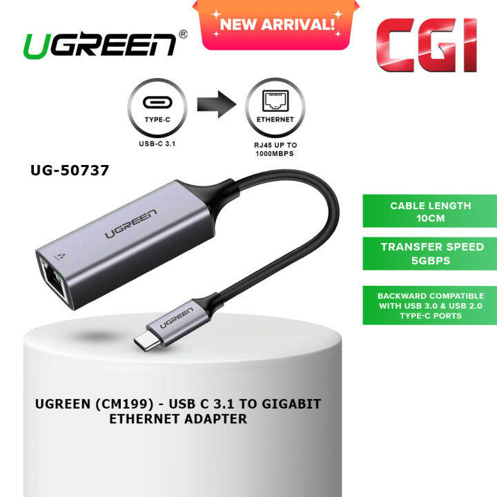 Ugreen Cm199 50737 Usb C 31 To Gigabit Ethernet Adapter Lazada 0596