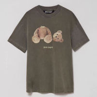 【Available】Army Green Cropped Bear Trend Short Sleeve T-Shirt