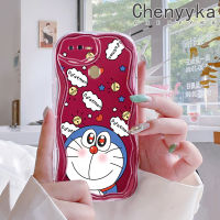 เคส Chenyyka สำหรับ OPPO เคส A12 A11K A7 A5s A12s การ์ตูนน่ารักโดราเอมอนลายซิลิโคนใสเคสมือถือเนื้อครีมเคสใสป้องกันเลนส์กล้องเคสนิ่มกันกระแทก