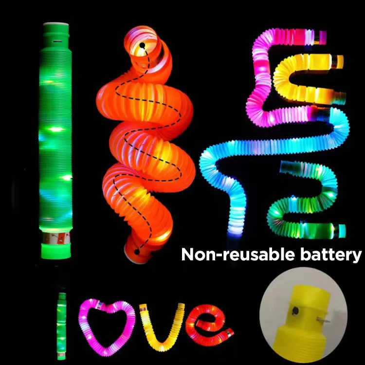 Luminous Pop Tube with LED Lighting Decompression Toy Diy