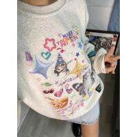 COD hjzfk0 （ในสต็อก ส่งจาก กทม） G12715 Japanese cute cat print round neck sweater womens lazy wind top ins Overseas size