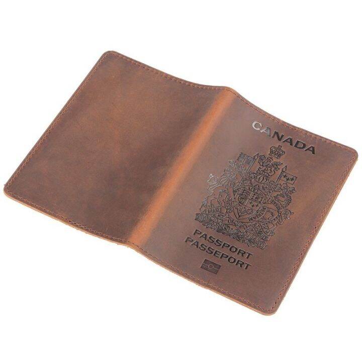 หนังแท้ Canada Passport Cover สำหรับ Canadians ผู้ถือบัตรเครดิต