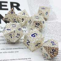 LEXEDWARD 7Pcs ของขวัญ Polyhedral โลหะ อุปกรณ์เสริมเกมตาราง ลูกเต๋า สำหรับ D and D DND ชุดลูกเต๋า