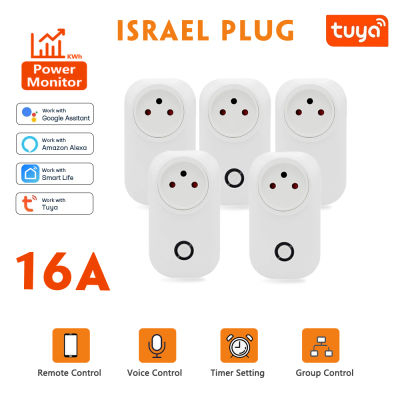 Tuya Smart Socket IsraeL Plug 16A Power Monitor สวิตช์ไฟ Wifi Smart Life รีโมทคอนล Outlet สำหรับ Alexa, Assistant