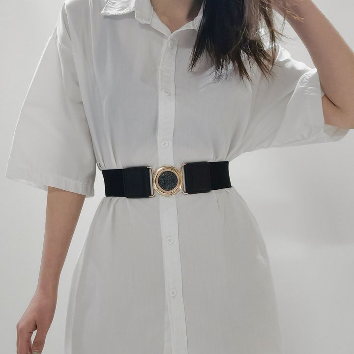 decorative-round-buckle-versatile-girdle-matching-skirt-ladies-circle-elastic-belt-slim-fit-korean-version-narrow
