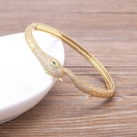 New Arrival European and American Fashion Copper Cubic Zircon Cuff Adjustable Snake Bangle Jewelry Fine Party Wedding Gift