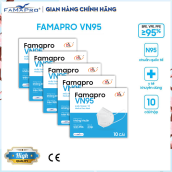 Combo 5 hộp khẩu trang y tế 4 lớp Famapro VN95 (N95) màu trắng (10 cái Hộp)
