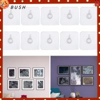 BUSH 10Pcs ครัวเรือน แข็งแกร่ง ไม่มีสว่าน โปสเตอร์ ปักครอสติส ไม้แขวนผนัง ตะขอกาวไม่มีรอยต่อ ที่แขวนเก็บของ ตะขอกรอบรูป