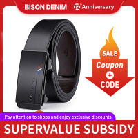 BISON DENIM Men Automatic Male Belts Cummerbunds Cowskin Leather Belt Men Black Belts Genuine Leather Belts Luxury nd