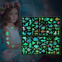 【YF】 5Pcs/set Luminous Night Tattoo Stickers For Children Fish Dolphin Temporary Waterproof Tatto Body Art Kid Cartoon Fake Tatoo