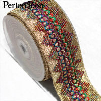 10yards colorful polyester woven gold thread lace jacquard webbing apparel ribbon on colthing bag shoes decorative ZD013