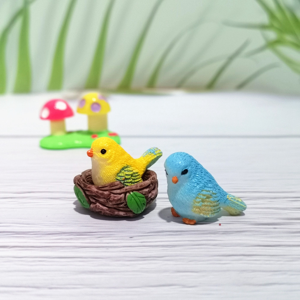 4pc/set Cute Little Birds Animal Model Figurine Ornament Glass Home Decor Craft*