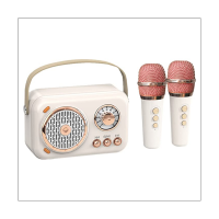 Portable Karaoke Machine Mini Karaoke Machine with Microphone Set, Vintage Bluetooth Speaker with Home Karaoke Machine (White)