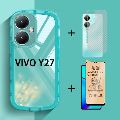 3IN1สำหรับเคสโทรศัพท์ VIVO Y27 + ฟิล์มเซรามิก + เคสโทรศัพท์ฝาปิดซิลิโคนนุ่มฟิล์มด้านหลัง