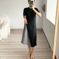 Three female curtilage fold dress long sleeveless summer new base of irregular joining together A word skirt brim