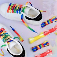 Fashion Colorful Laces Rainbow Shoe laces Gradient Print Flat Shoelace Casual Chromatic Colour Sneaker Shoelaces