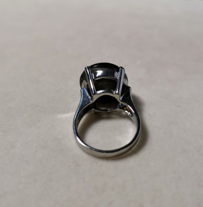 แหวนพลอยแท้-พลอยสตาร์บุษบางกระจะ-green-black-sapphire-25-กะรัต-เรือนเงินแท้-925-ชุบทองคำขาว-ไซส์-53