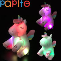 PAPITE【Free】25/30ซม.เรืองแสงรุ้งยูนิคอร์นLuminousหมอนนุ่มHuggableของขวัญเครื่องประดับแฟชั่นตุ๊กตาสัตว์ยัดไส้ของเล่นเด็กที่ดีที่สุดของขวัญ