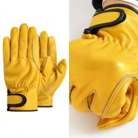 Gloves Cowhide Leather Workers Welding Safety Protection Garden Motorcycle Driver Wear-resistant