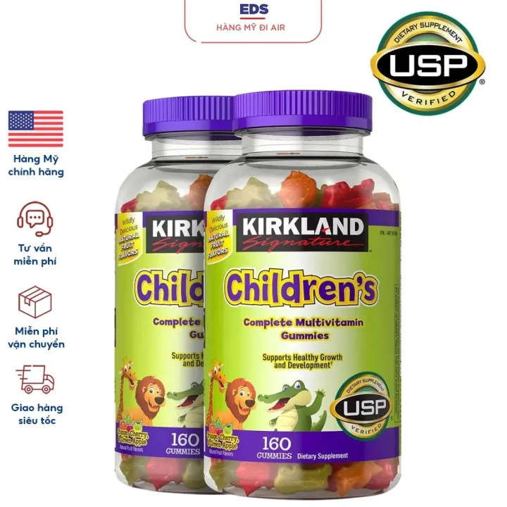 Kẹo dẻo Kirkland Childrens date 5/2023 Complete Multivitamin Gummies 160 viên bổ sung vitamin trẻ em - EDS Hàng Mỹ