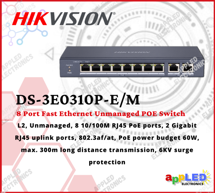 Hikvision DS3E0310PE/M 8 Port Fast Unmanaged POE Switch