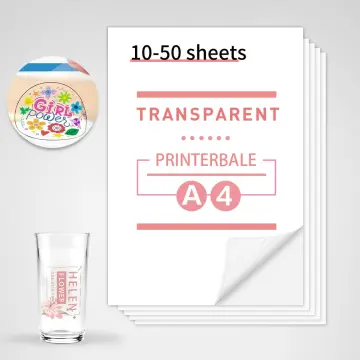 10 Sheets Transparent Printable Vinyl Sticker A4 Inkjet Transparent Self  Adhesive PET Label Paper Clear Transparent Sticky Paper