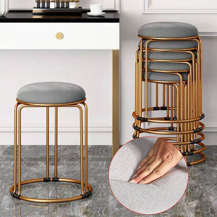 1PC Stool Modern Dressing Stool, Metal Round Stool Bedroom Living Room