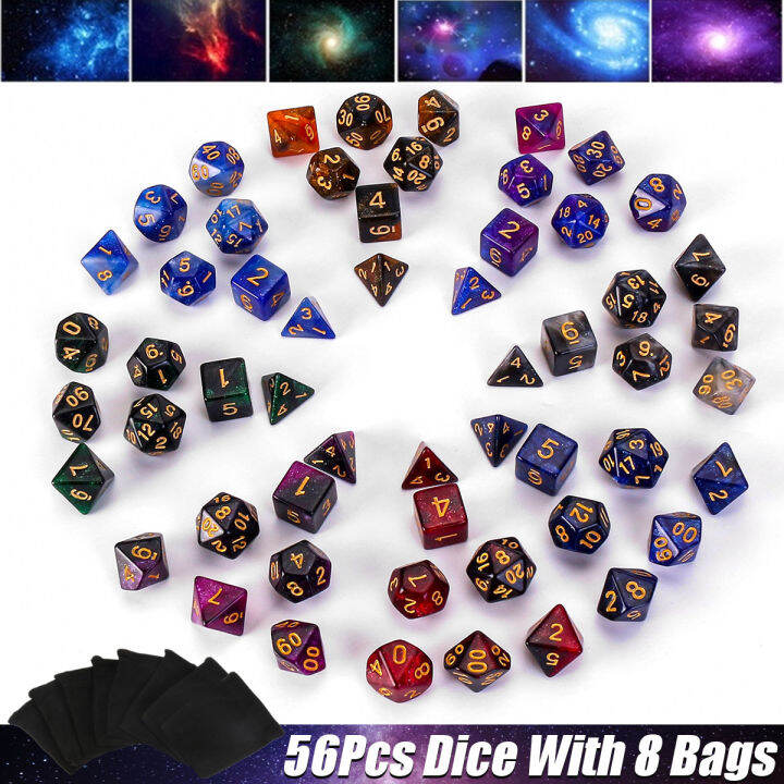7pcs Set Duty Dice Set Glossed Color Colorful Solid Polyhedral Dice Set